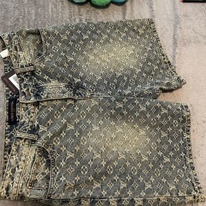 Louis Vuitton Black and Gray Men Jeans Straight